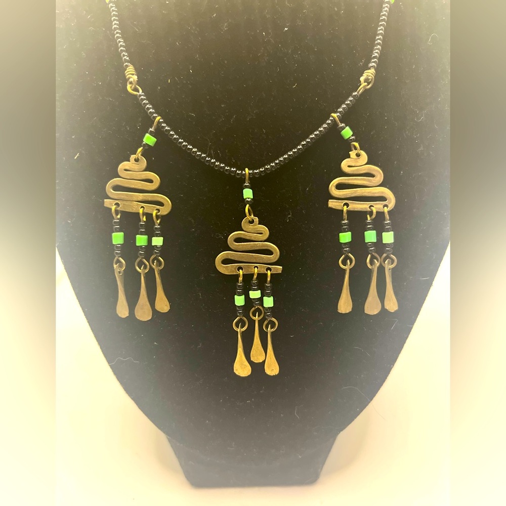 Black and green beaded necklace